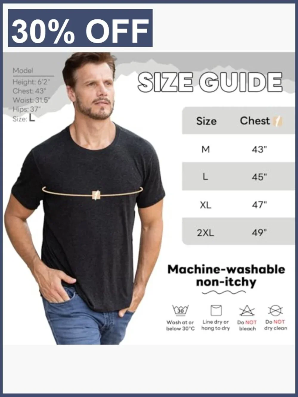 Merino Wool Men's Undershirt 2 Pack Moisture Wicking Lightweight Crewneck